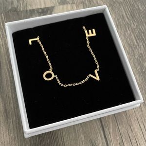 Gold Plated L-O-V-E 18inch chain Necklace, New